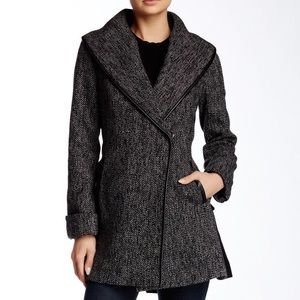 Trina Turk Jami Faux Suede Trim Wool Blend Coat